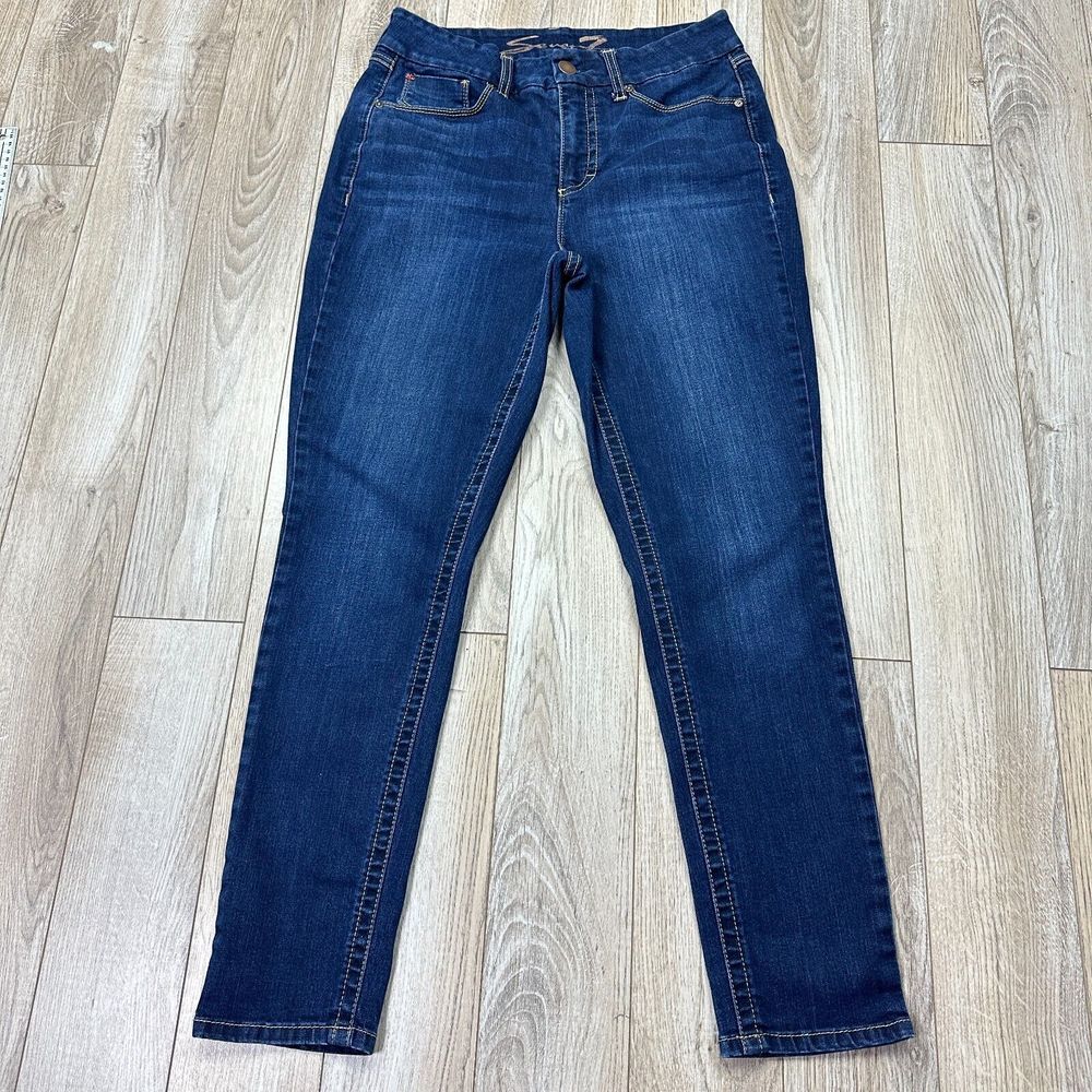 seven 7 jeans womens 10 tummyless high rise skinny blue stretch denim